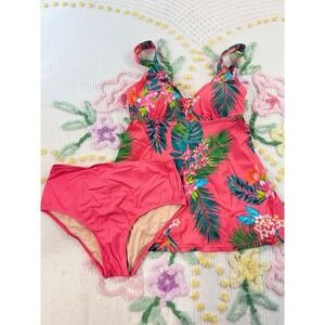 Kim Gravel x Swimsuits For All Pink Tropical Floral Tankini Set 2PC Size‎ 4